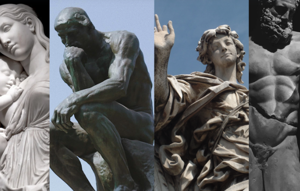 Classical statues representing the four temperaments