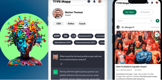 Modern personality assessment app interface